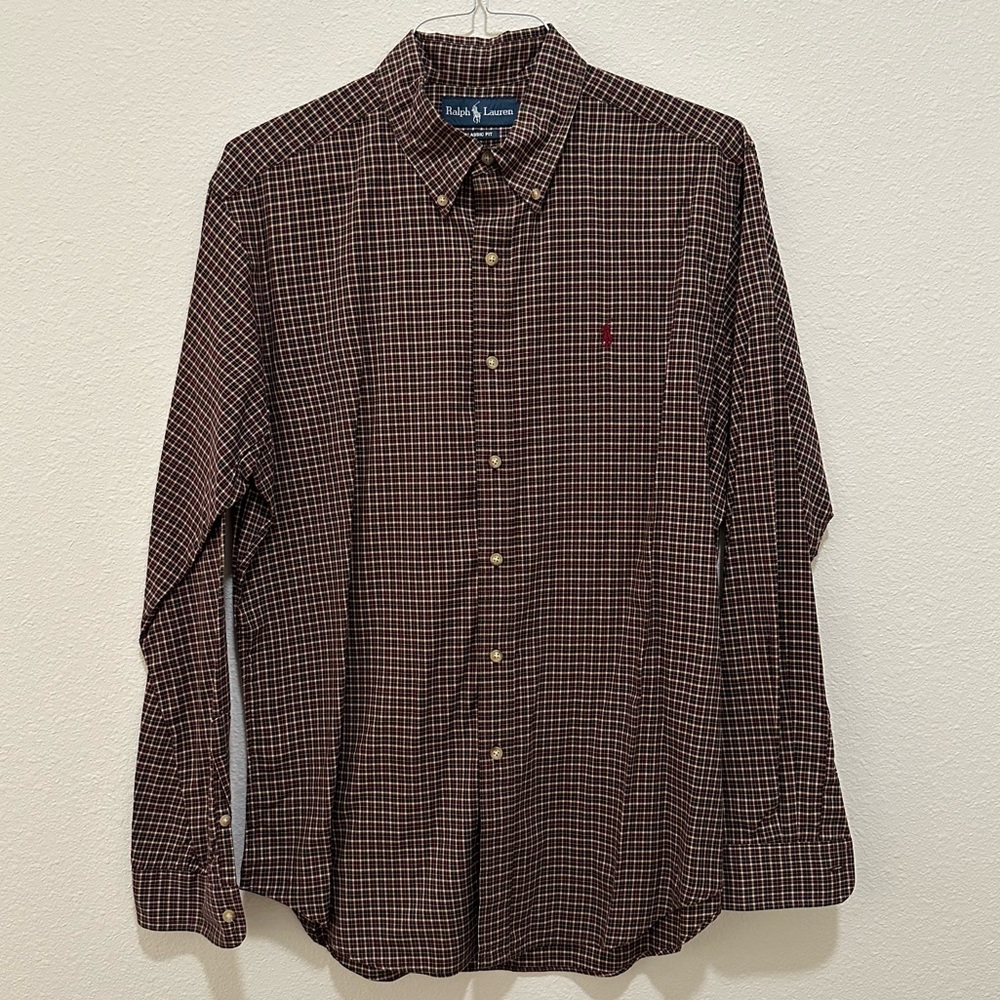 (SOLD) Ralph Lauren Men’s L Classic Fit Red and Black Plaid Button Down